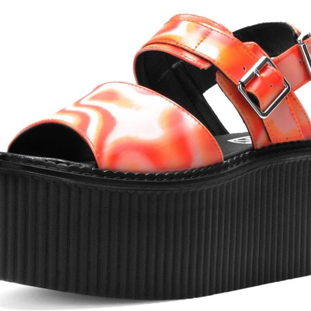 TUK Orange and Black Platform Sandals